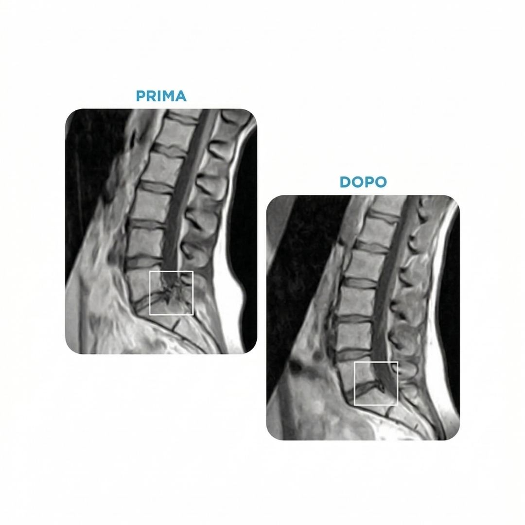 Decompressione Spinale Roma - Prima e dopo il trattamento: riduzione della pressione discale e rientro dell'ernia presso lo Spine Center Phisiotop Roma Morena